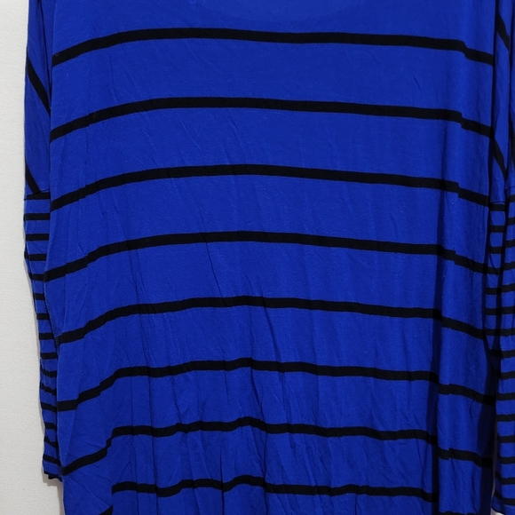 a.n.a blue black striped top drop sleeve striped top - Picture 3 of 9
